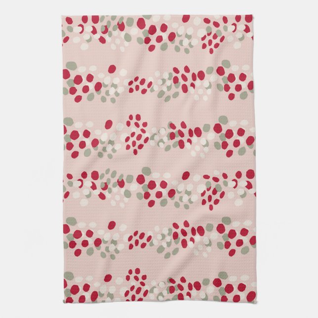 Serviette de cuisine contemporaine de Noël en rose (Vertical)