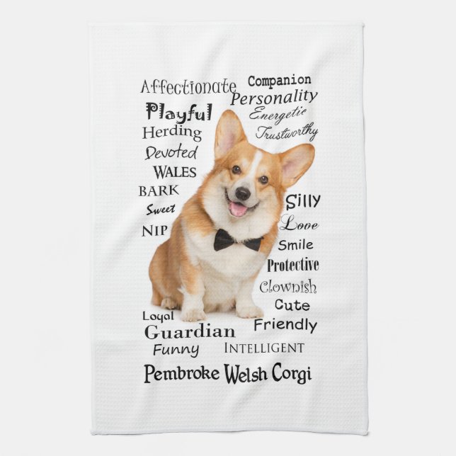 Serviette de cuisine Corgi Traits (Vertical)