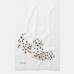 Serviette de cuisine dalmatienne blanche de chiots