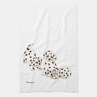 Serviette de cuisine dalmatienne blanche de chiots