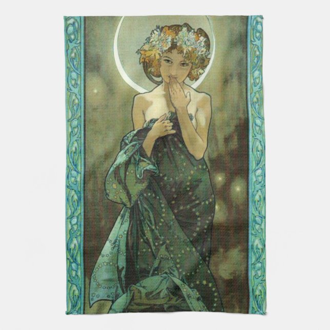 Serviette de cuisine d'Alphonse Mucha Clair De (Vertical)