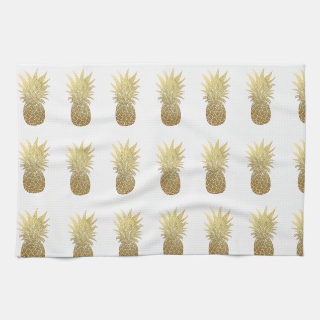 Serviette de cuisine d'ananas d'or (Horizontal)