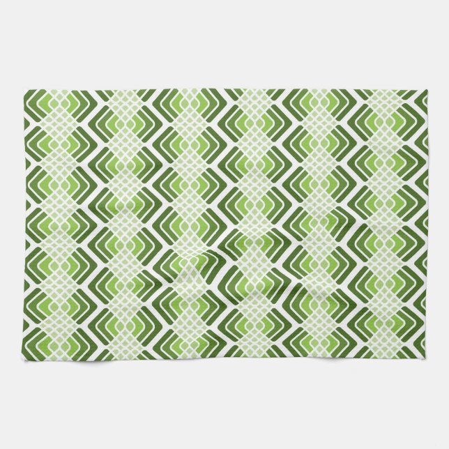 Serviette de cuisine dans les tons verts rétro (Horizontal)