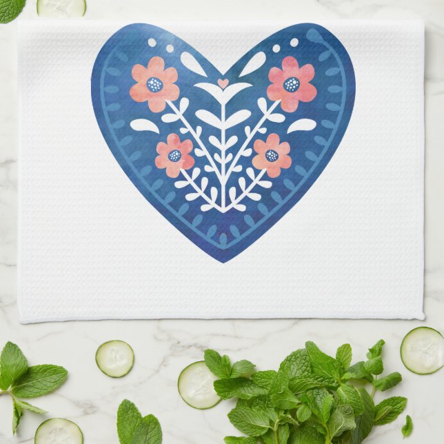 Serviette de cuisine d'art populaire scandinave (Plié)