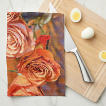 Serviette de cuisine d'art Rose orange