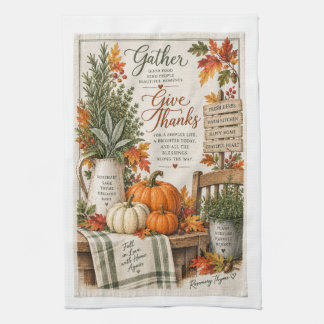 Serviette de cuisine d'automne pour se rassembler