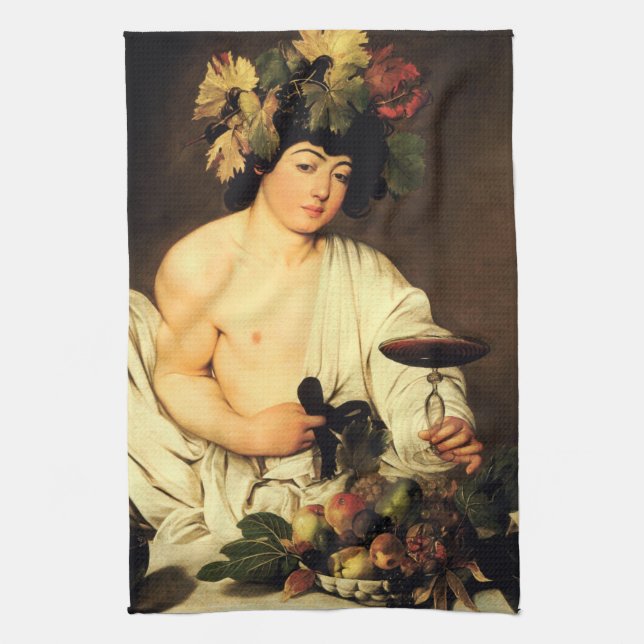 Serviette de cuisine de Bacchus de Caravaggio (Vertical)