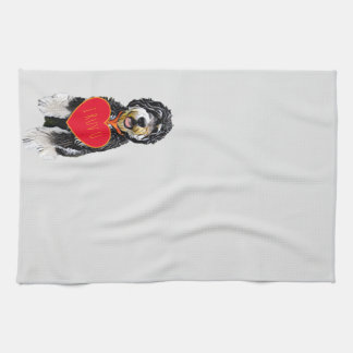 Serviette de cuisine de Bernedoodle Valentine