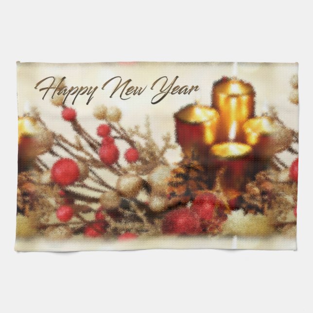 Serviette de cuisine de bonne année (Horizontal)