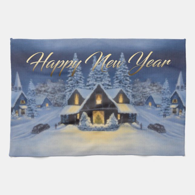 Serviette de cuisine de bonne année (Horizontal)