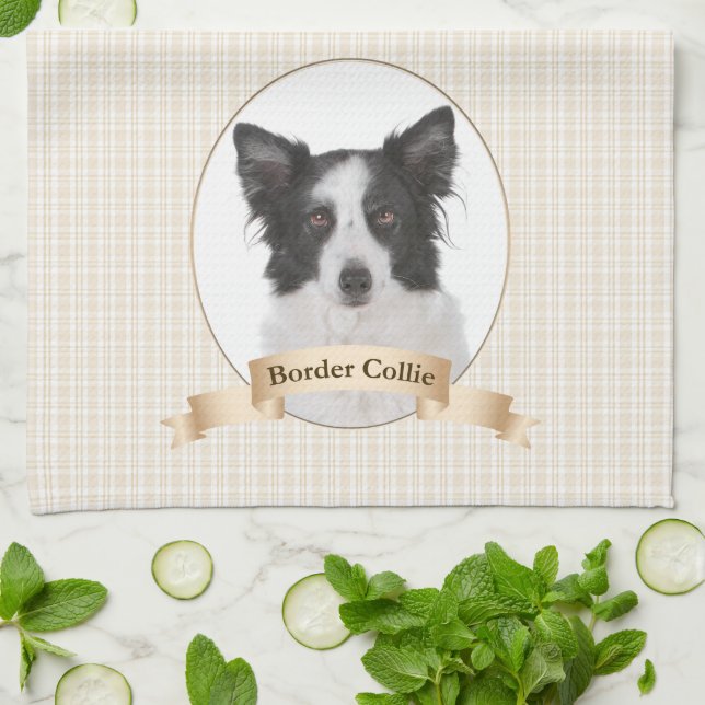Serviette de cuisine de border collie (Plié)