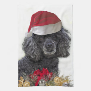 Serviette de cuisine de caniche de Noël