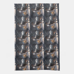 Serviette de cuisine de chèvre Noël