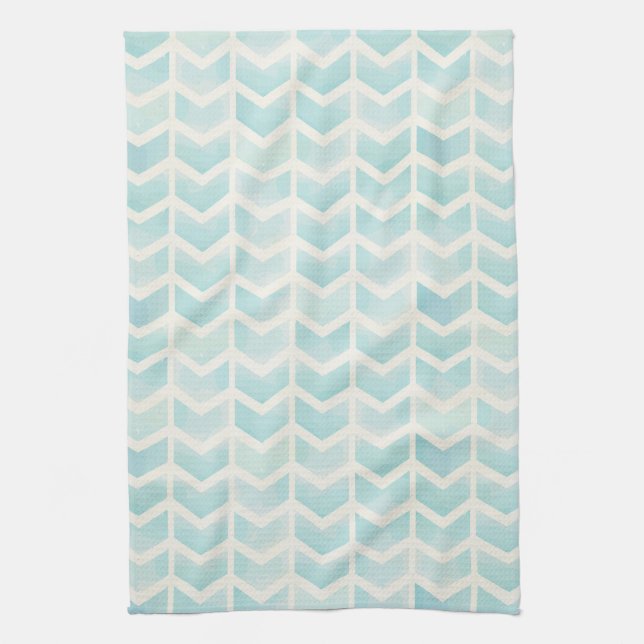 Serviette de cuisine de Chevron de crème d'Aqua (Vertical)