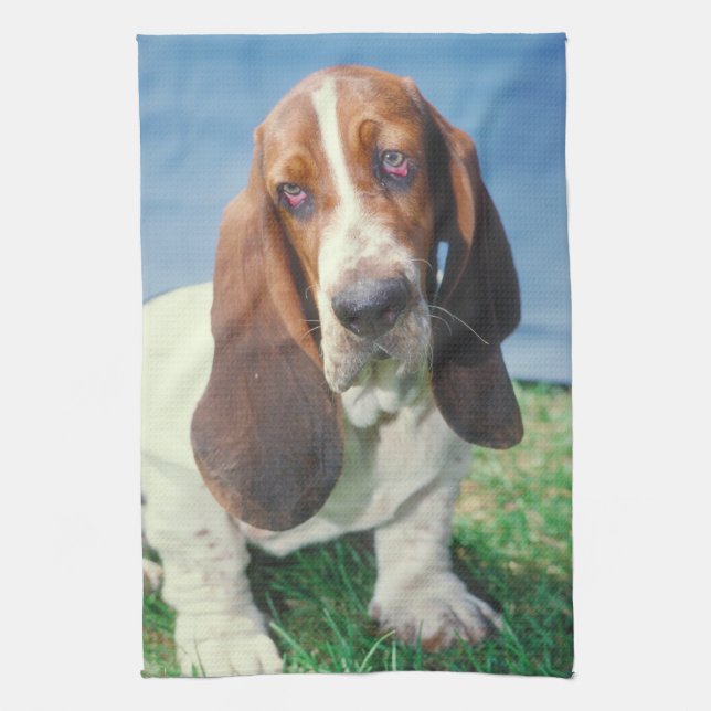 Serviette de cuisine de chien de Basset Hound (Vertical)