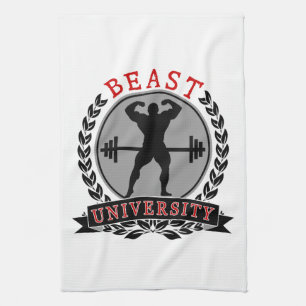 Serviette de cuisine de culturisme d'université d