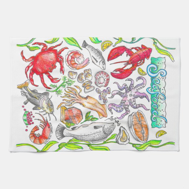 Serviette de cuisine de fruits de mer (Horizontal)
