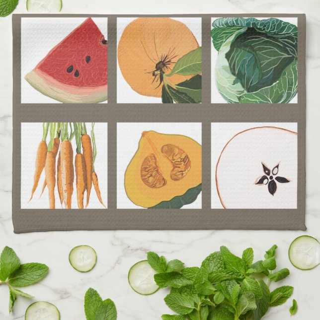 Serviette de cuisine de fruits et légumes de (Plié)