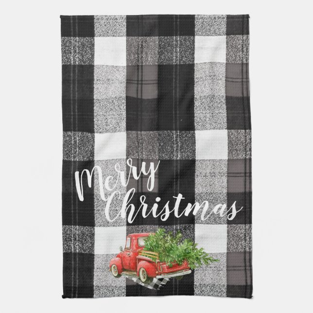 Serviette de cuisine de Noël Camion Rouge XMAS Pla (Vertical)