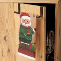 Serviette de cuisine de Noël festive Santa & Cadea