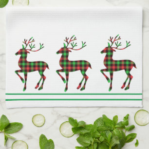 Serviette de cuisine de Noël Rouge & Vert plaid Ce