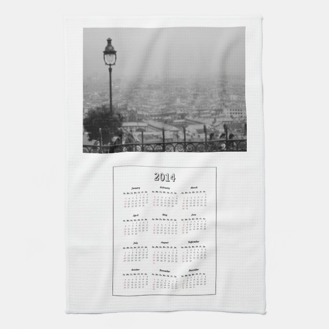 Serviette de cuisine de Paris de 2014 calendriers (Vertical)