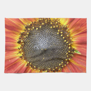 Serviette de cuisine de tournesol rouge et jaune