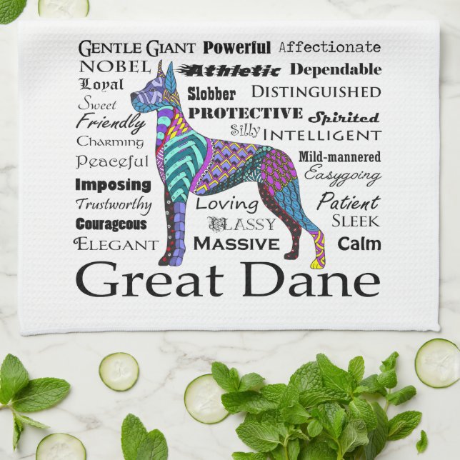 Serviette de cuisine de traits de great dane (Plié)