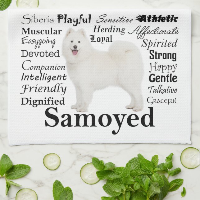 Serviette de cuisine de traits de Samoyed (Plié)