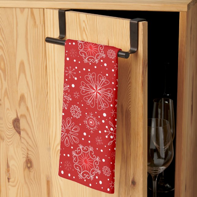 Serviette de cuisine de vacances-Snowflakes Servie (Pliage en tiers)