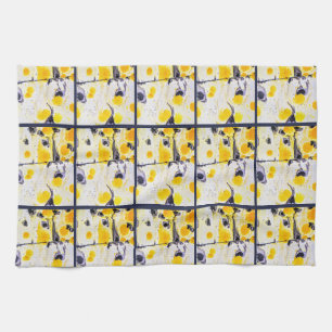 Serviette de cuisine design noir et jaune