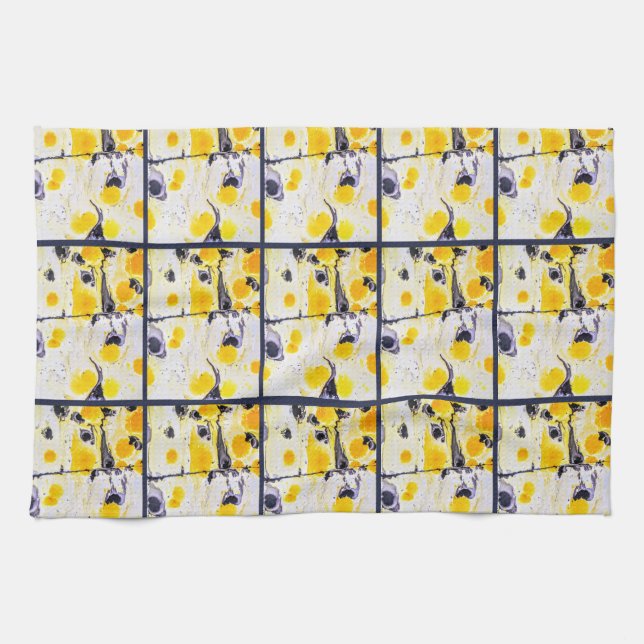 Serviette de cuisine design noir et jaune (Horizontal)