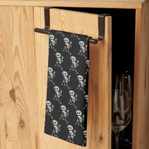 Serviette de cuisine d'Halloween squelette