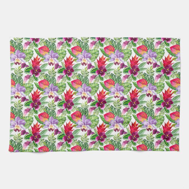 serviette de cuisine d'orchidées hawaïennes (Horizontal)