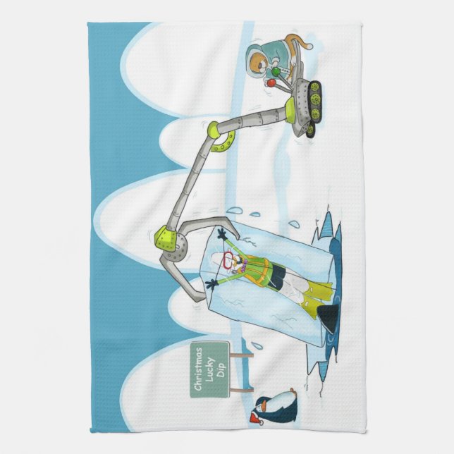 serviette de cuisine drôle de Noël de plongée (Vertical)