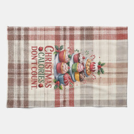 Serviette de cuisine drôle Noël Calories ne compte