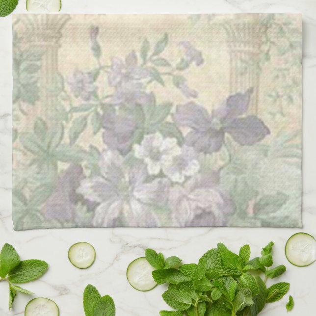 Serviette de cuisine du jardin à fleurs violettes (Plié)