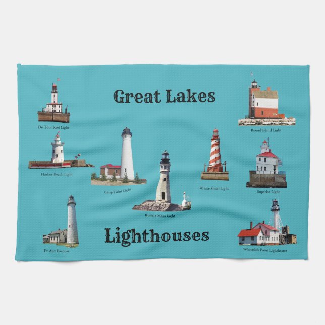 Serviette de cuisine du phare des Grands Lacs (Horizontal)