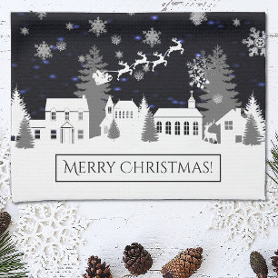 Serviette de cuisine du village de Noël