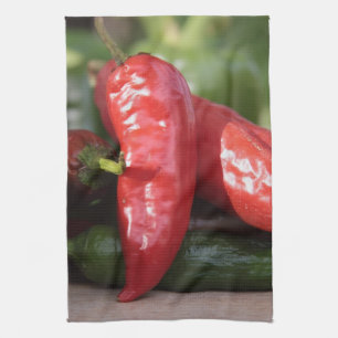 Serviette de cuisine d'un rouge ardent de poivre