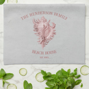 Serviette de cuisine en coquille de conque rose
