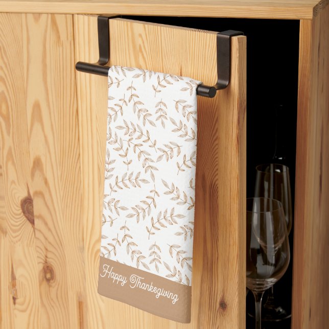 Serviette de cuisine en feuille de bon thanksgivin (Pliage en tiers)
