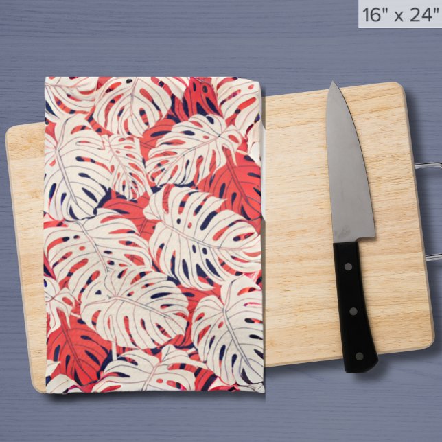 Serviette de cuisine en feuille marine et corail M (Créateur téléchargé)