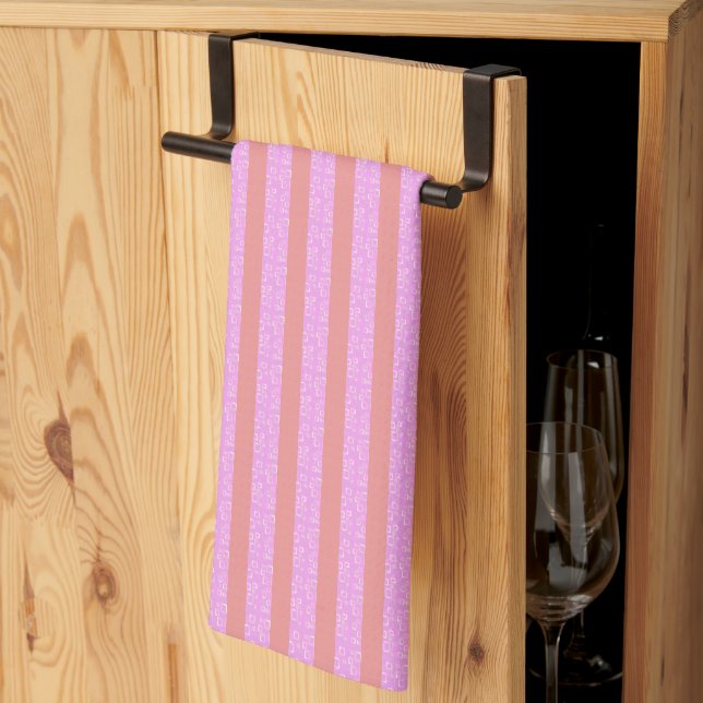 Serviette De Cuisine En Grille Rose (Pliage en tiers)