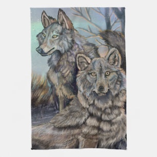 Serviette de cuisine en hiver pour les loups de l'