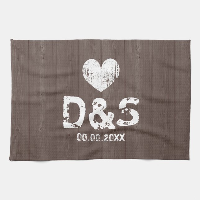 serviette de cuisine en monogramme de bois brun vi (Horizontal)