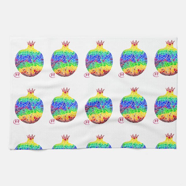 Serviette de cuisine en mosaïque de grenade (Horizontal)