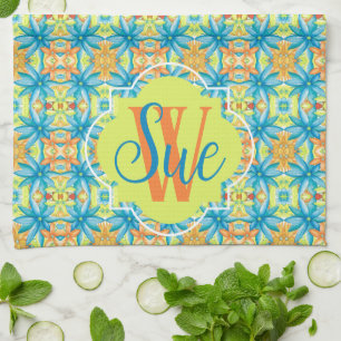 Serviette de cuisine en mosaïque florale