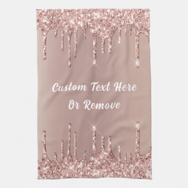 Serviette de cuisine en or rose - Texte personnali (Vertical)