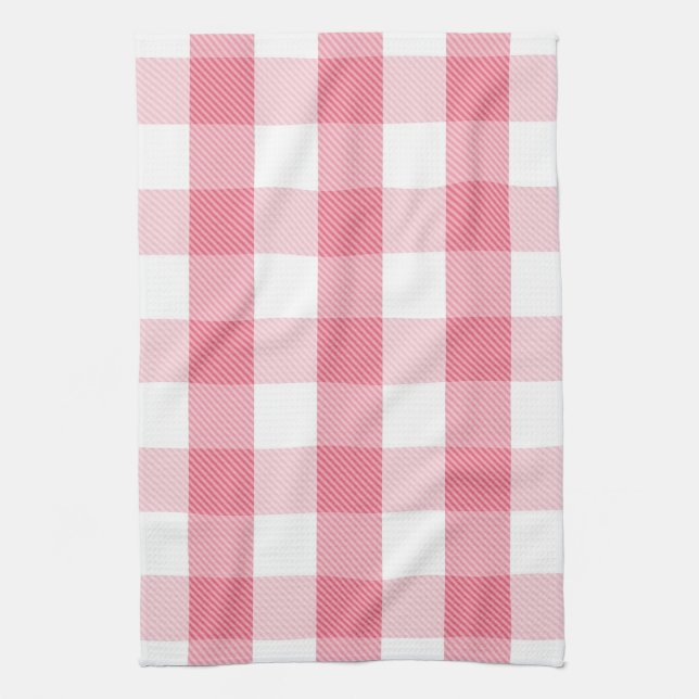 Serviette de cuisine en plaid rose et blanc (Vertical)